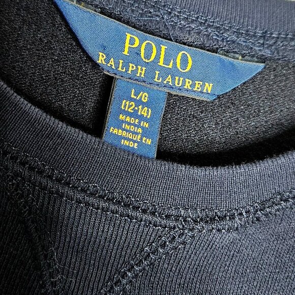 Polo Ralph Lauren Dress Girls Large 12 14 Blue French Terry Chain Stitched Logo - Picture 3 of 8